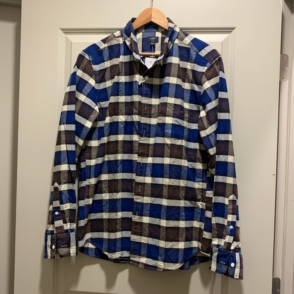 J. Crew Brown and Blue Dress Shirt